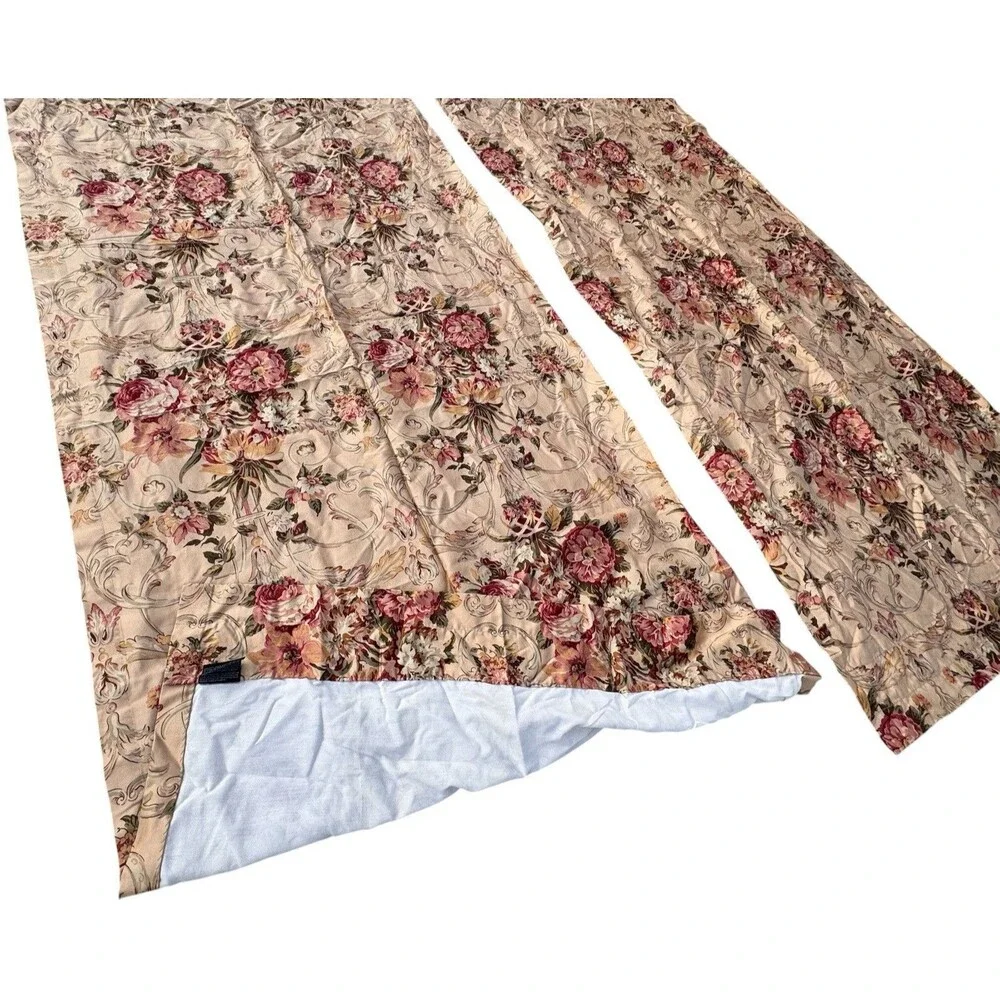 RALPH LAUREN Guinevere Aragon 4 CURTAIN PANELS Drapes Sateen Weighted 40”x84”